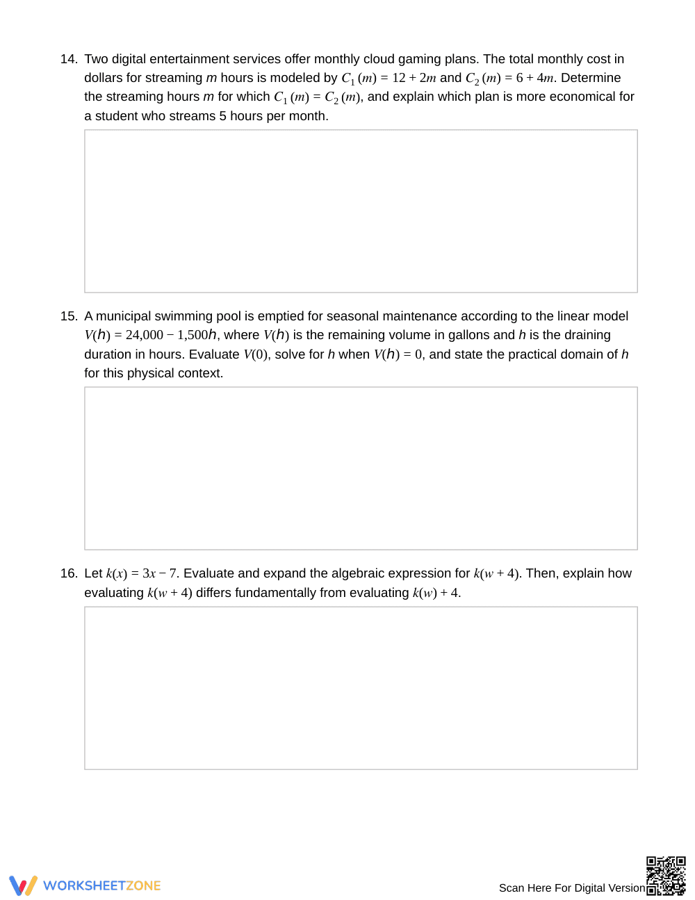 Essential Function Notation Worksheet | Grade 9 Algebra I - Page 5