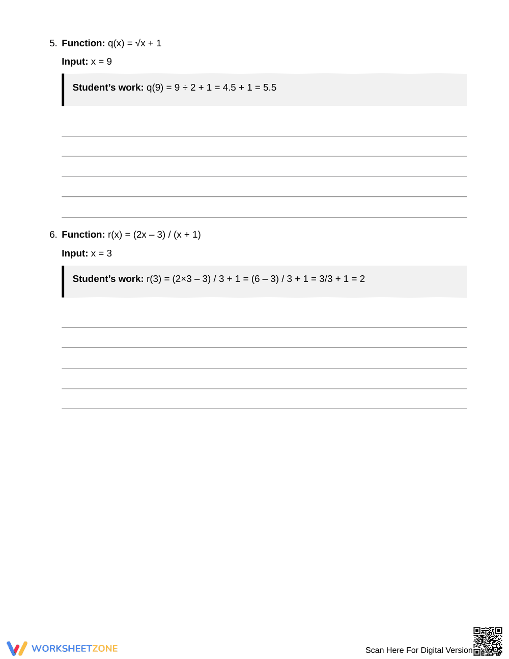 Complete Function Notation Worksheet | Grade 9 Algebra I - Page 3