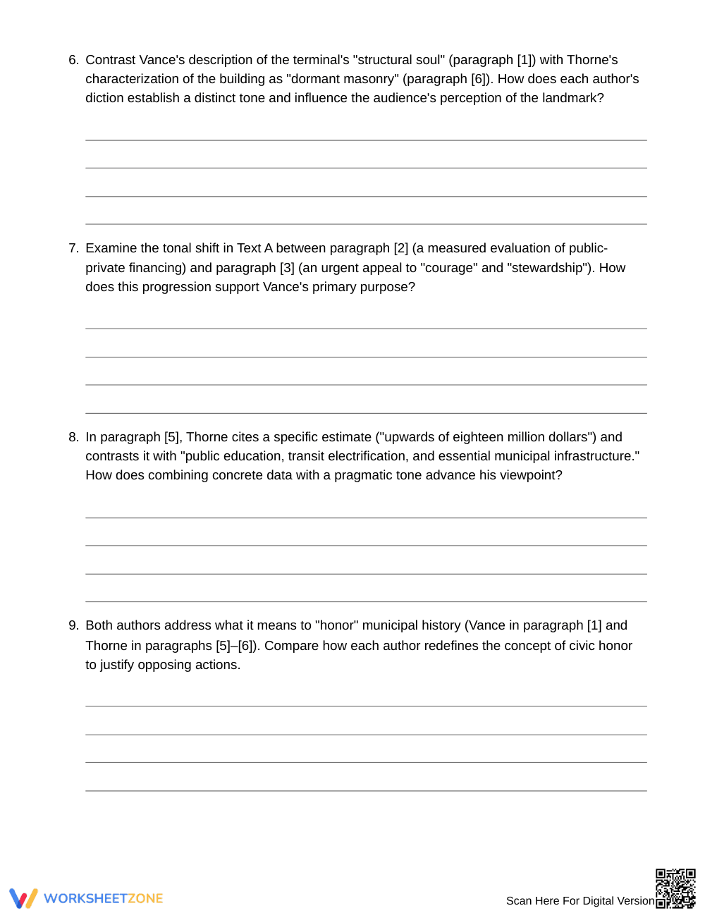 Free Tone Concessions Viewpoint Worksheet | Grade 9 - Page 5