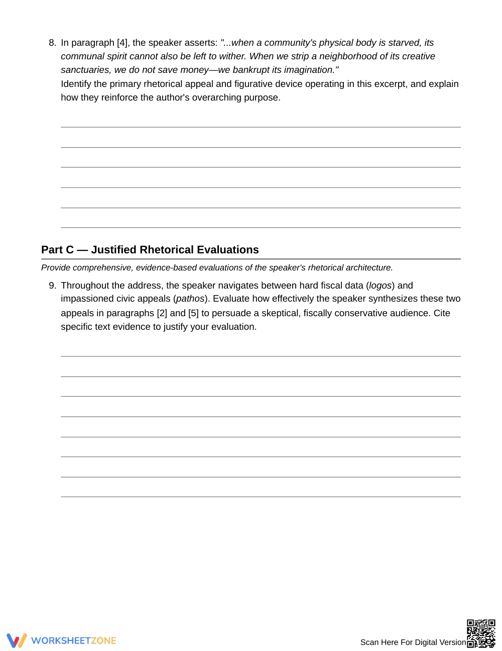 Essential Rhetorical Appeals Worksheet | Grade 10 English II - Page 5