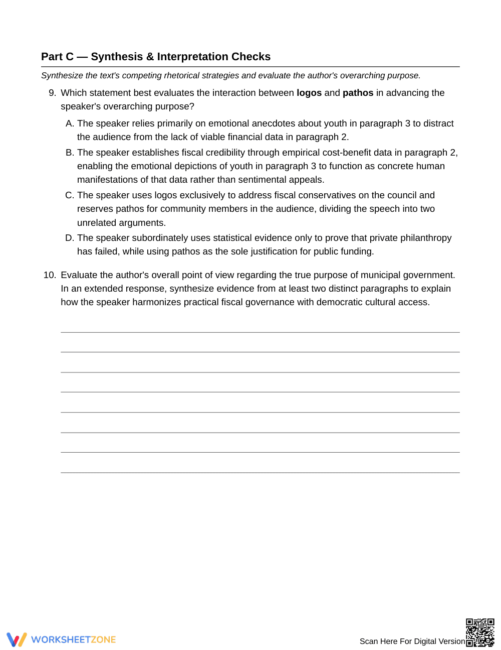 Aligned Rhetorical Appeals Worksheet | Grade 10 English II - Page 6