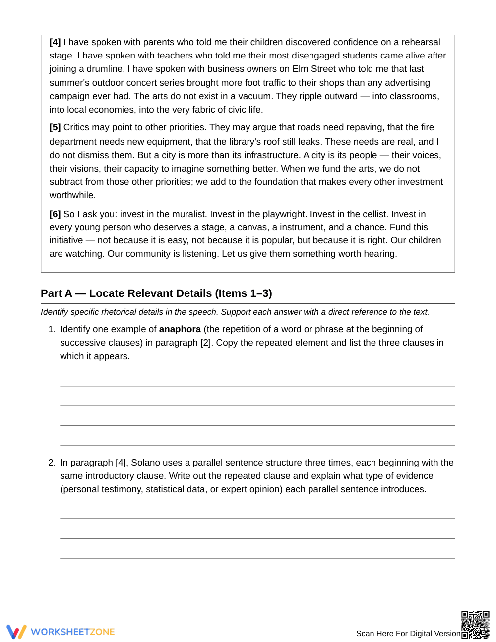Ready Repetition/Parallelism Worksheet | Grade 10 English II - Page 2