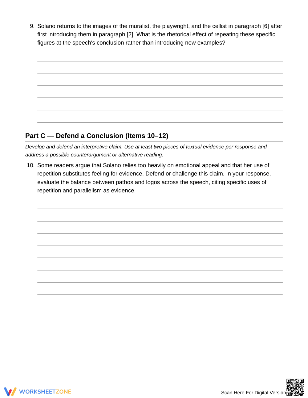 Ready Repetition/Parallelism Worksheet | Grade 10 English II - Page 5