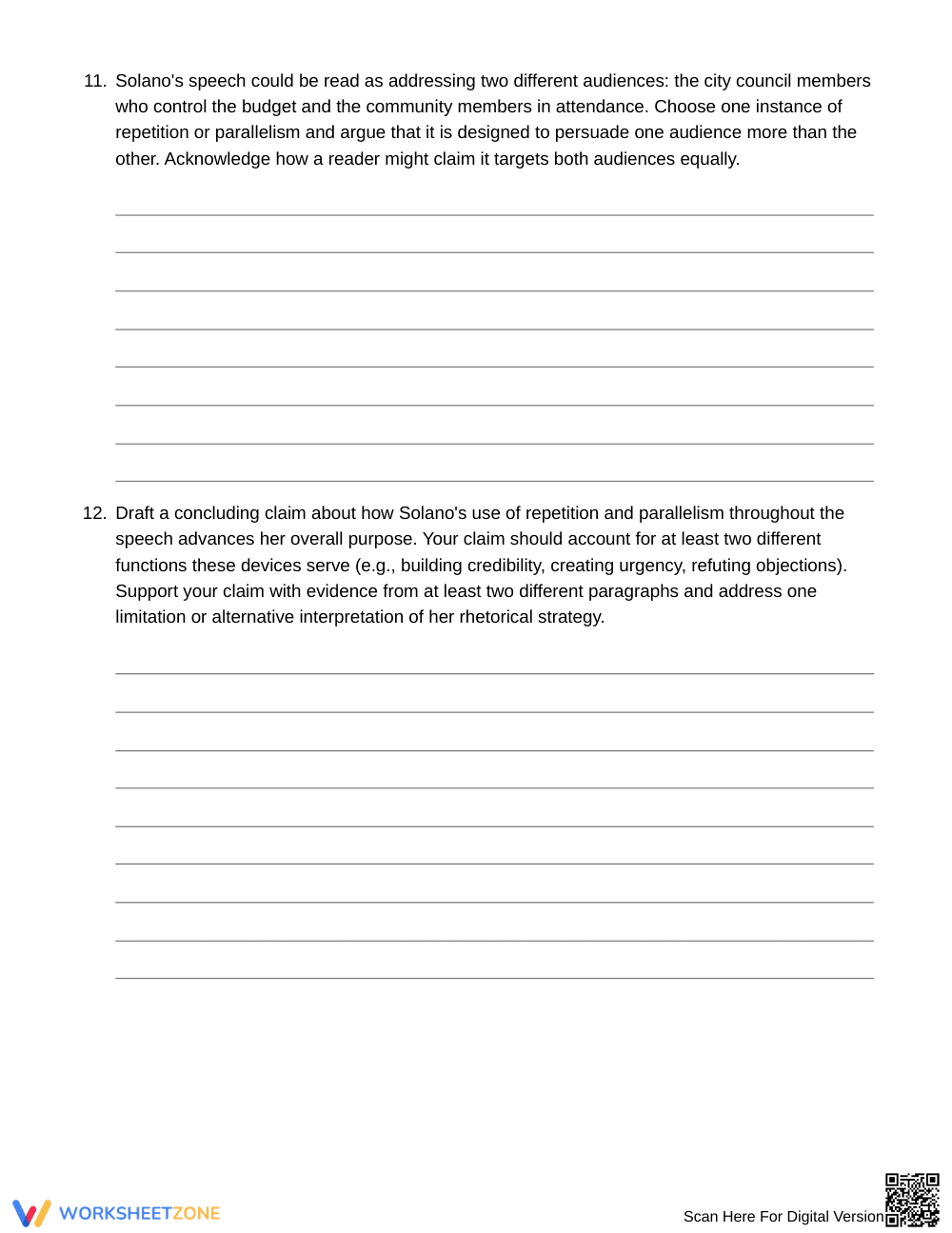 Ready Repetition/Parallelism Worksheet | Grade 10 English II - Page 6
