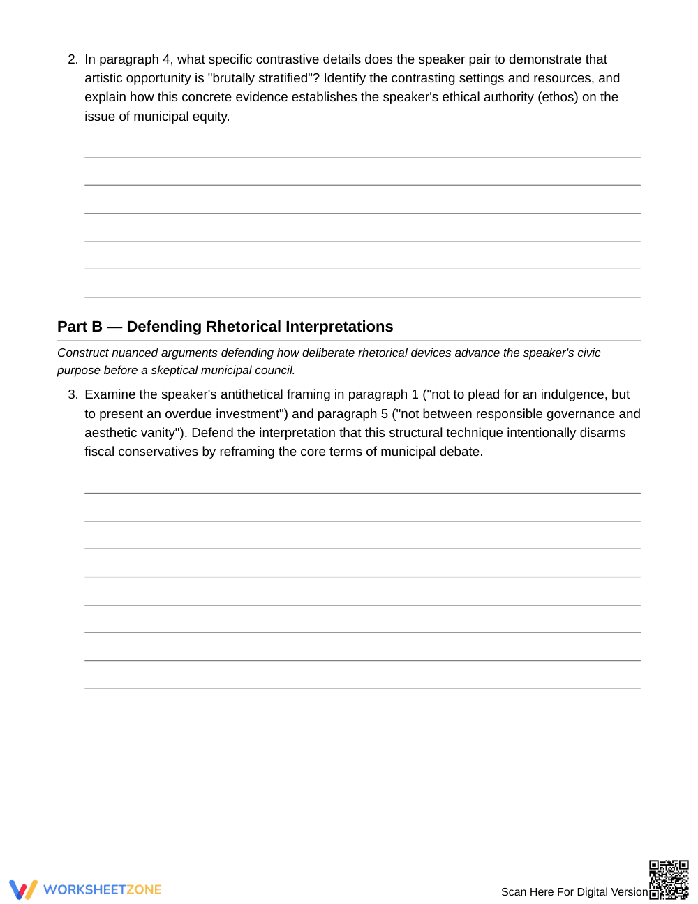 Essential Rhetorical Defense Worksheet | Grade 10 English II - Page 3