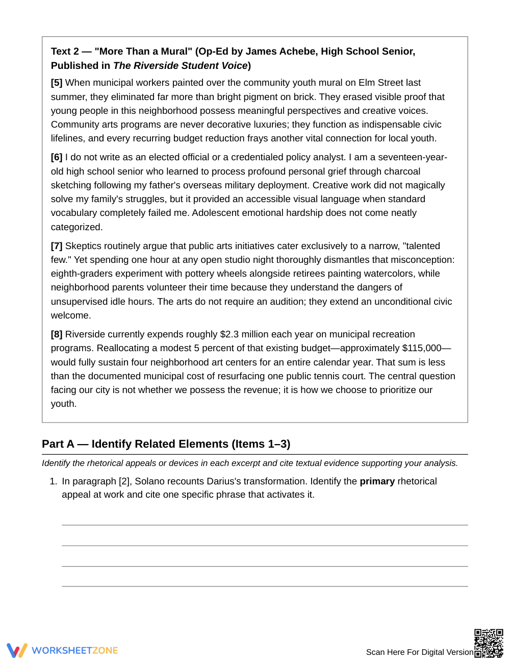 Complete Rhetorical Appeals Worksheet | Grade 10 English II - Page 3