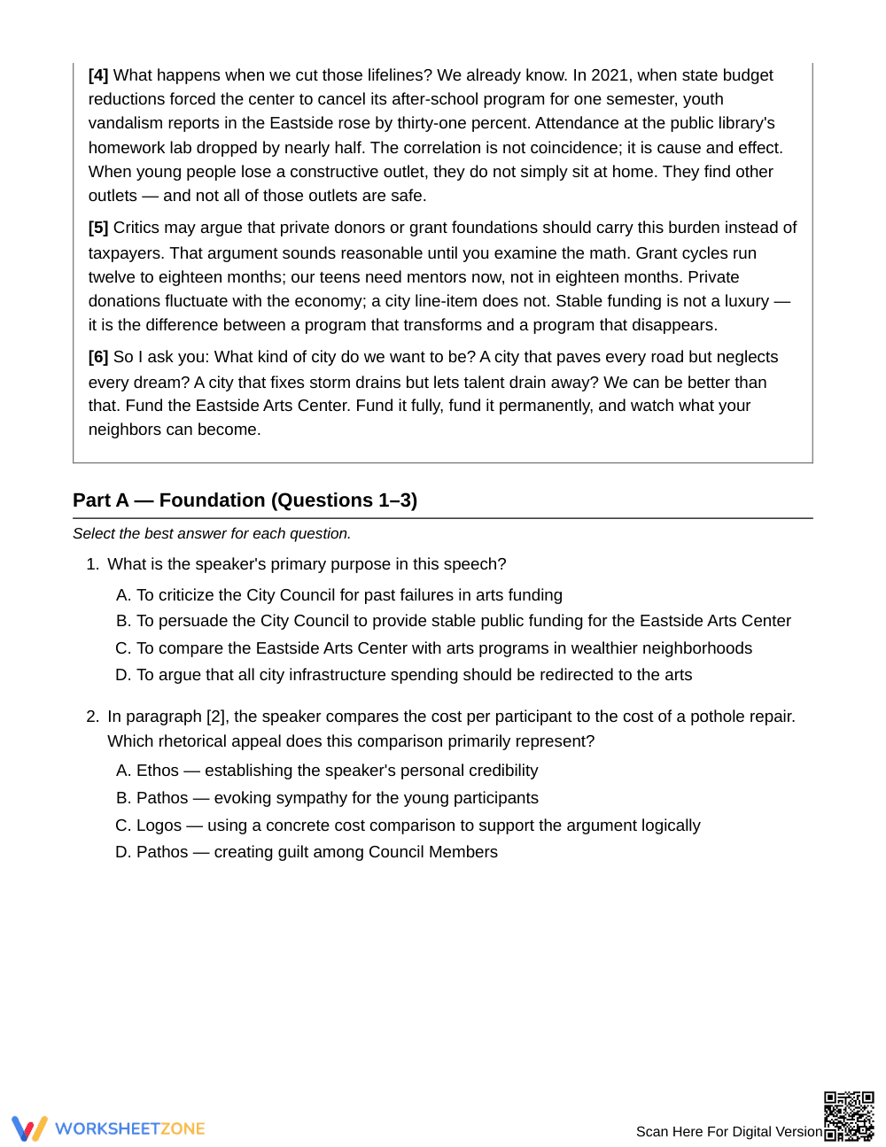 Printable Rhetorical Devices Worksheet | Grade 10 - Page 2