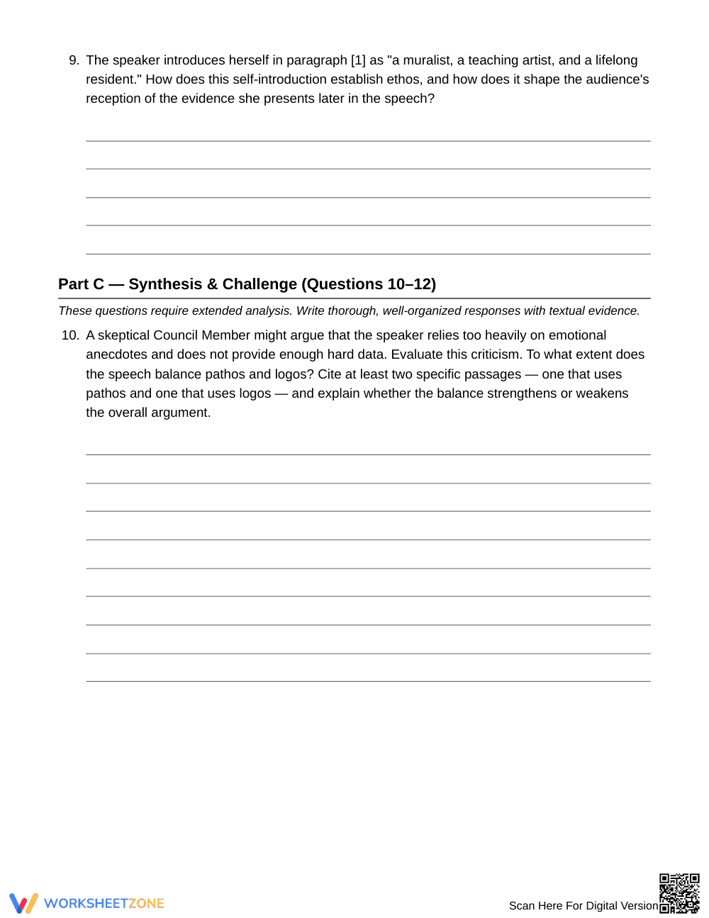 Printable Rhetorical Devices Worksheet | Grade 10 - Page 5