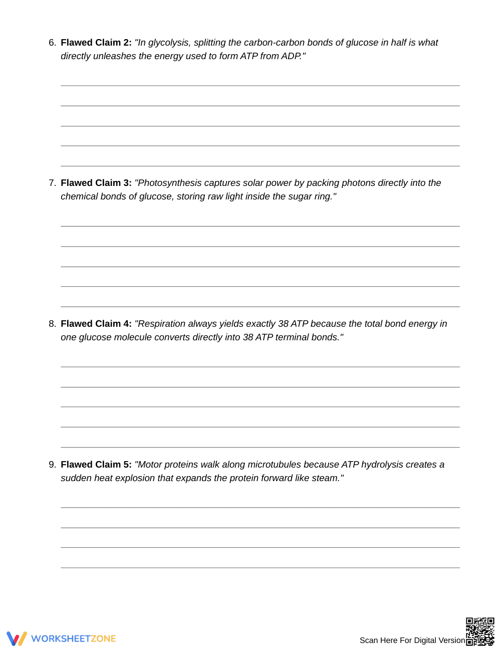 Complete ATP Bond Energy Worksheet | Grade 10 Biology - Page 4