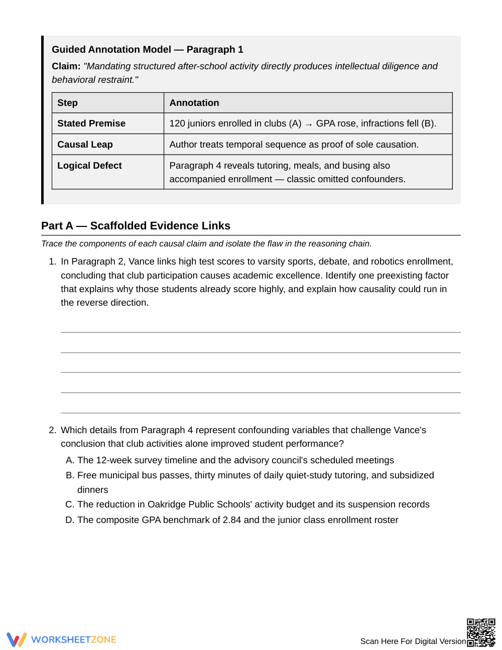 Complete False Cause Claims Worksheet | Grade 10 English II - Page 3