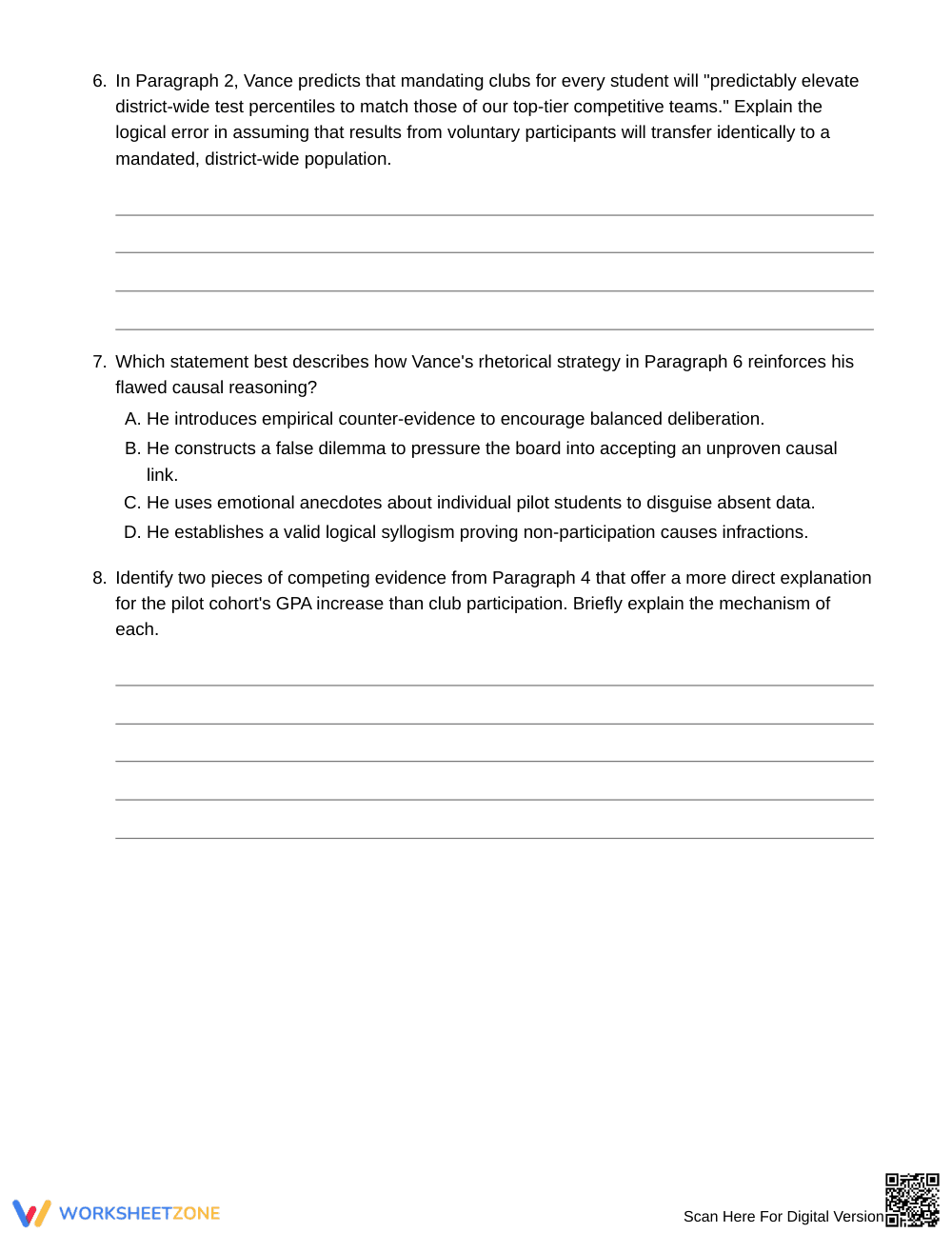 Complete False Cause Claims Worksheet | Grade 10 English II - Page 5