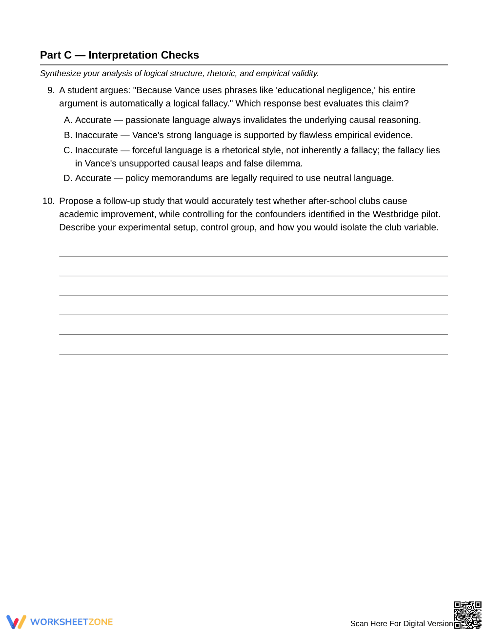 Complete False Cause Claims Worksheet | Grade 10 English II - Page 6