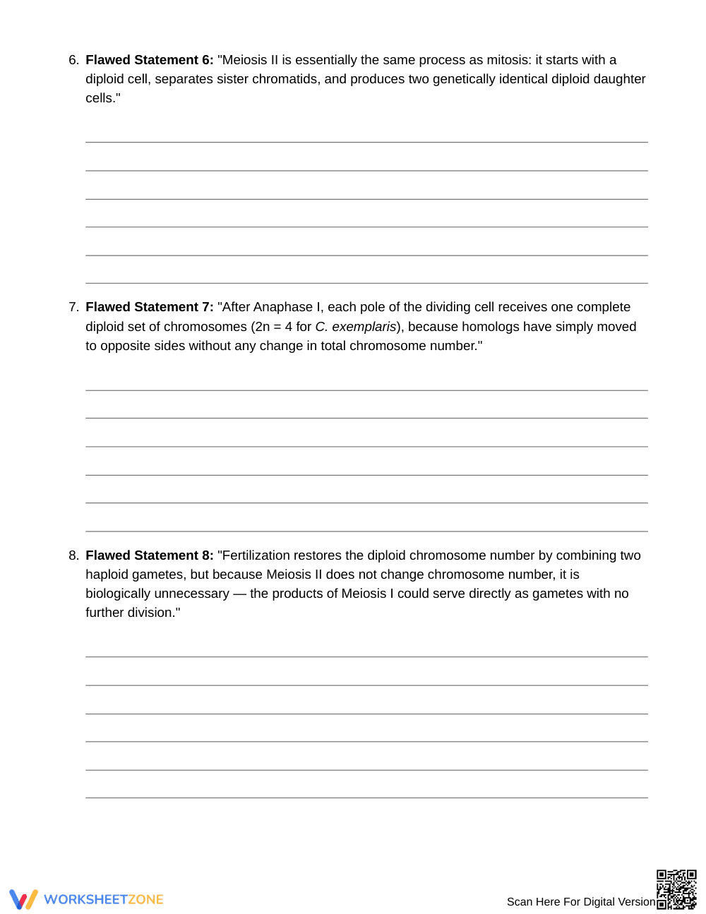 Essential Meiosis I and II Worksheet | Grade 10 Biology - Page 5