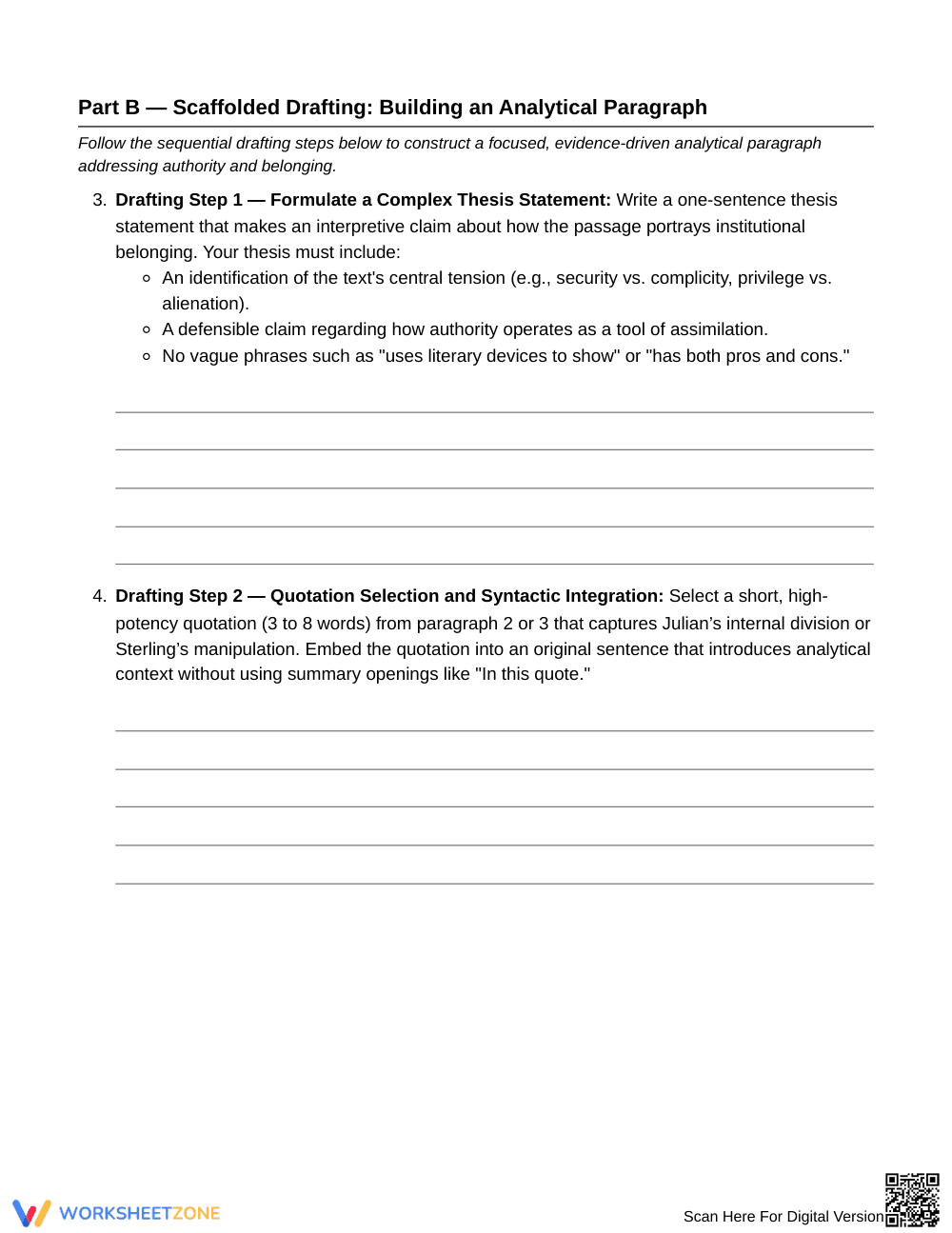 Complete Quote Commentary Worksheet | Grade 10 English II - Page 4
