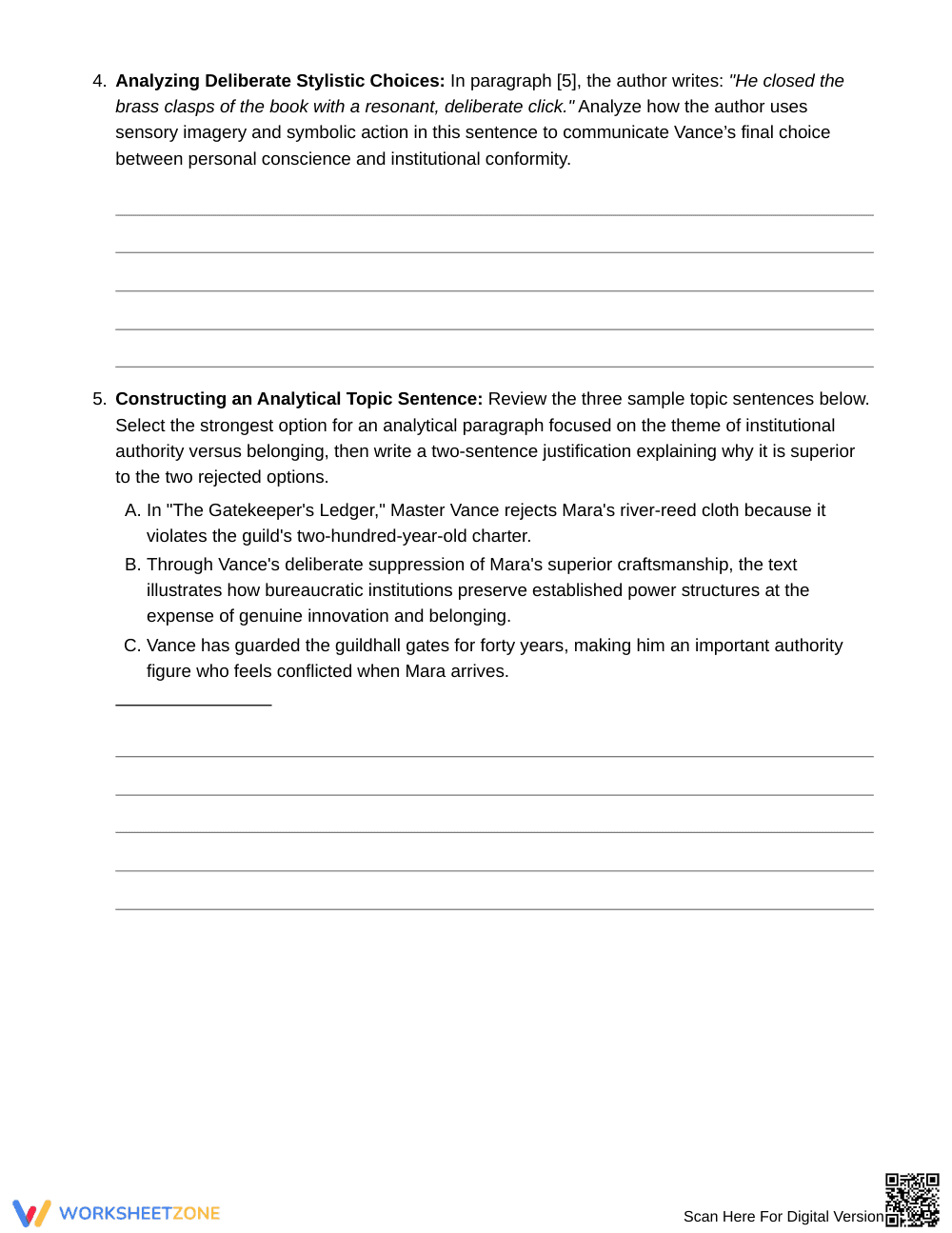 Proven Analytical Paragraph Worksheet | Grade 10 English II - Page 4