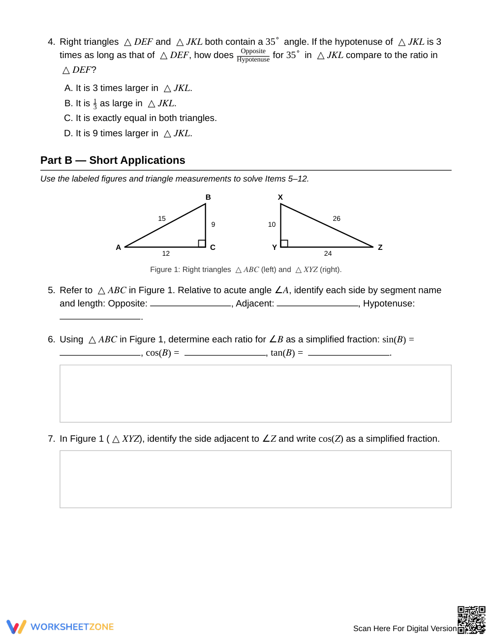 Aligned Right Triangle Sides Worksheet | Grade 10 Geometry - Page 2