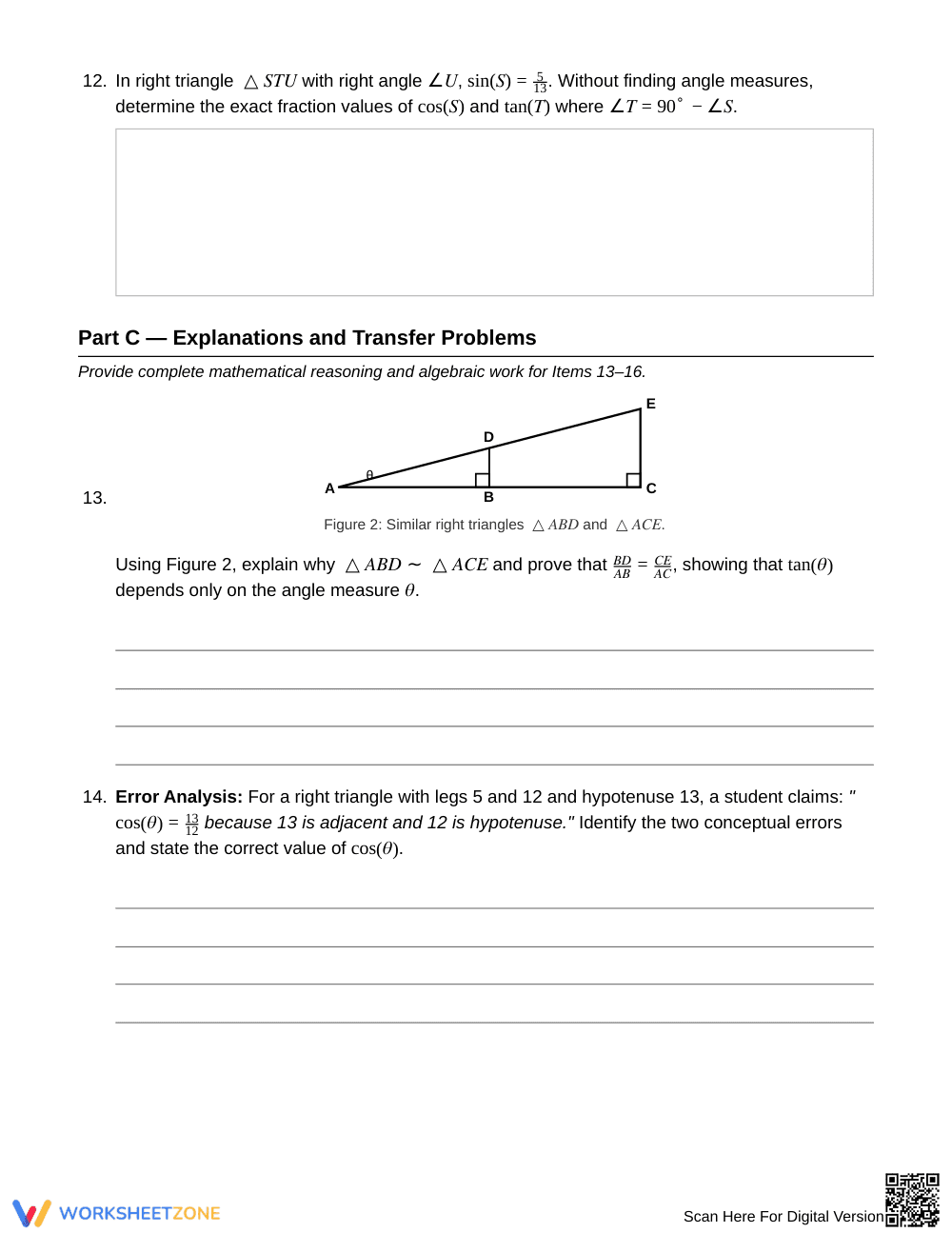 Aligned Right Triangle Sides Worksheet | Grade 10 Geometry - Page 4