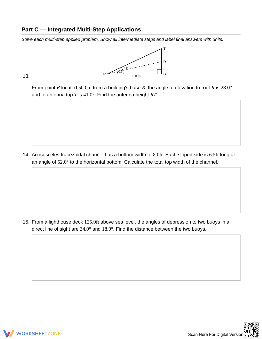 Complete Trig Applications Worksheet | Grade 10 Geometry - Page 4