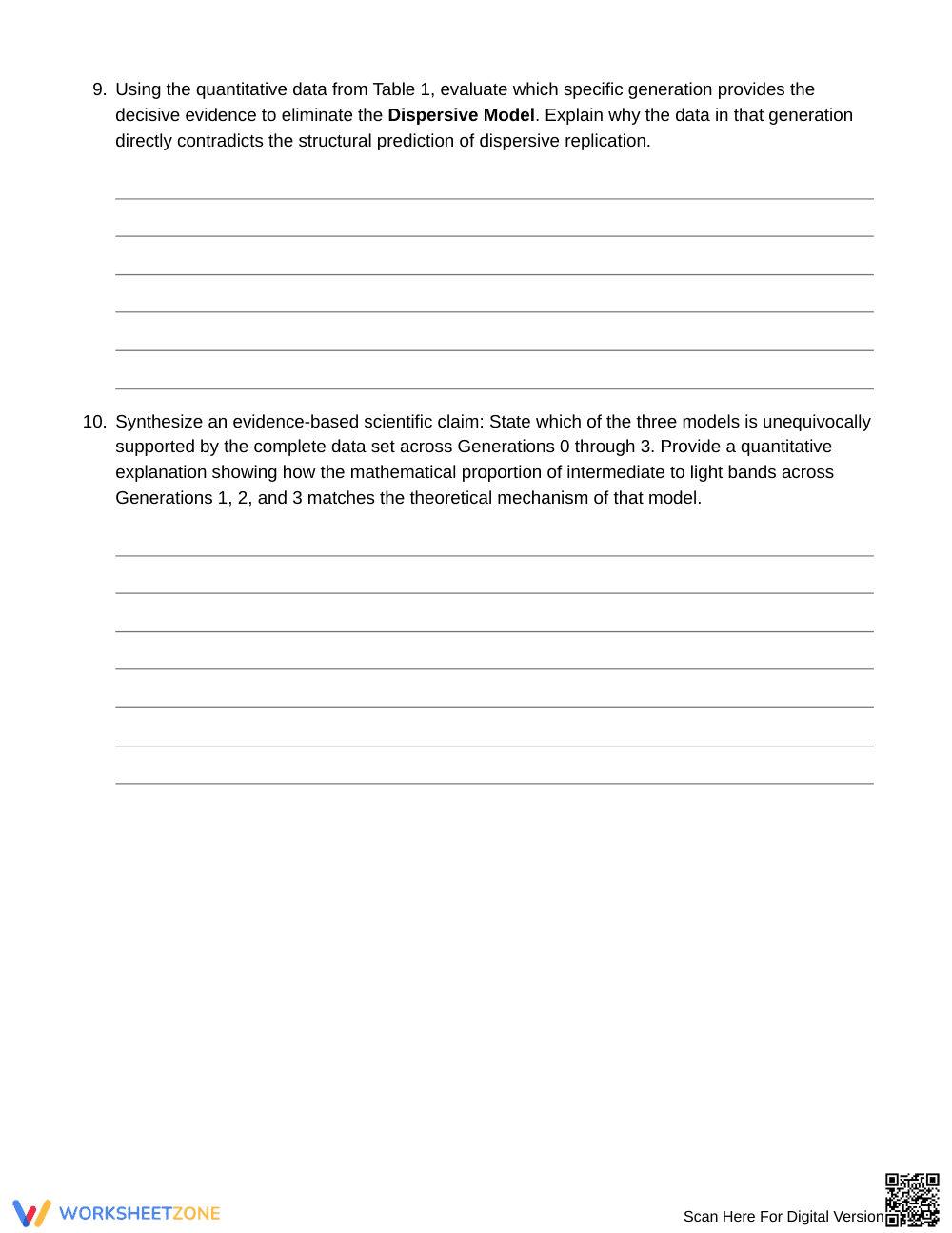 Proven DNA Replication Models Worksheet | Grade 10 Biology - Page 5