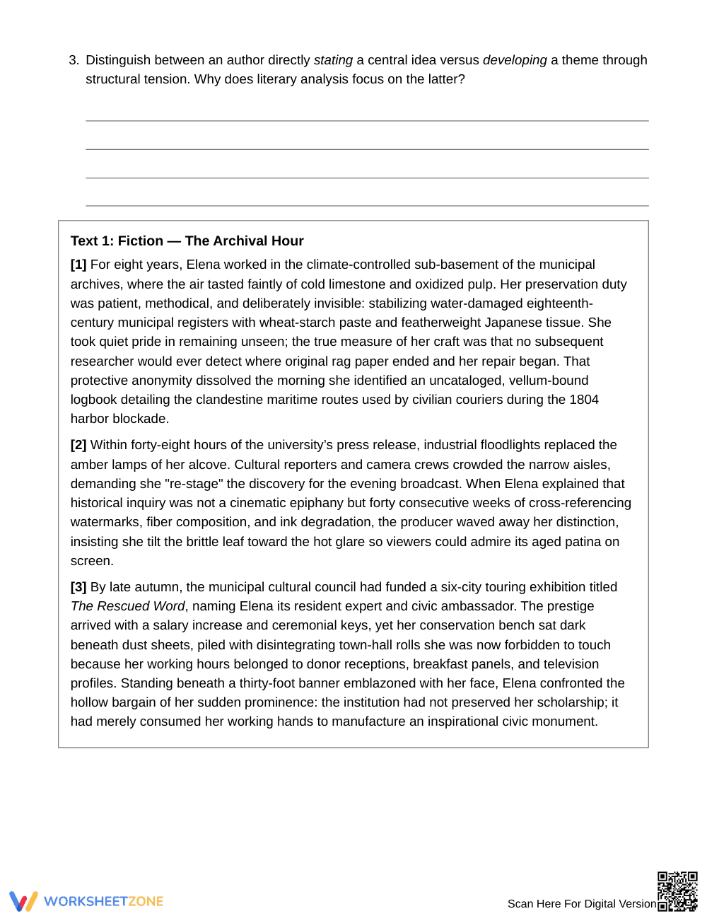 Essential Nuanced Theme Worksheet | Grade 10 English II - Page 2