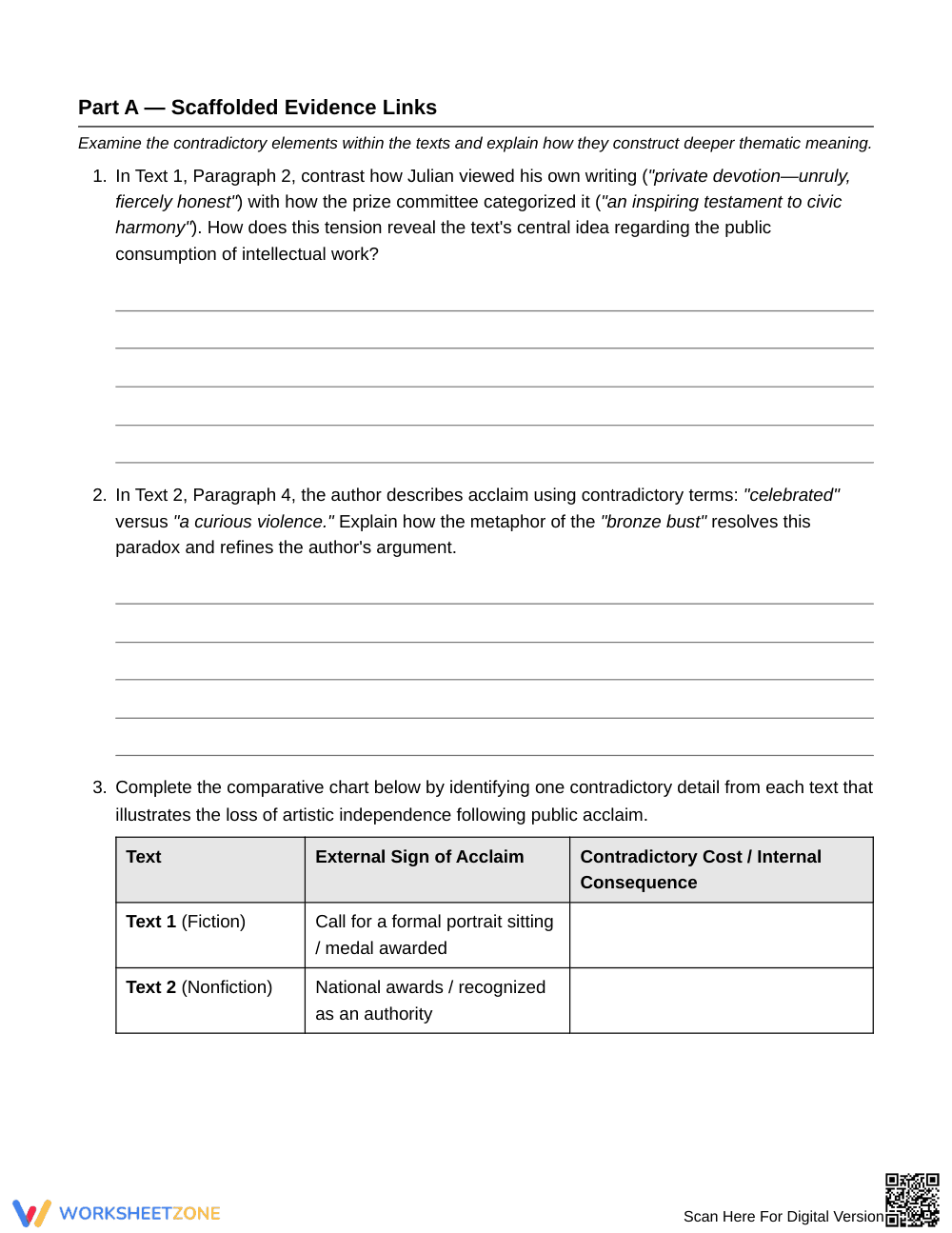 Complete Theme Analysis Worksheet | Grade 10 English II - Page 3