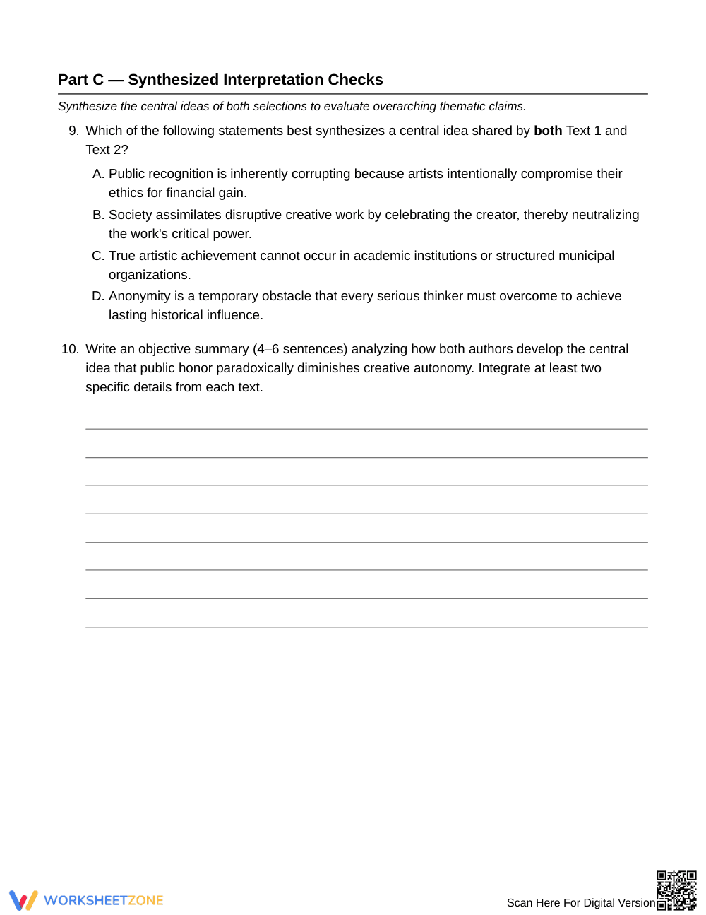 Complete Theme Analysis Worksheet | Grade 10 English II - Page 6