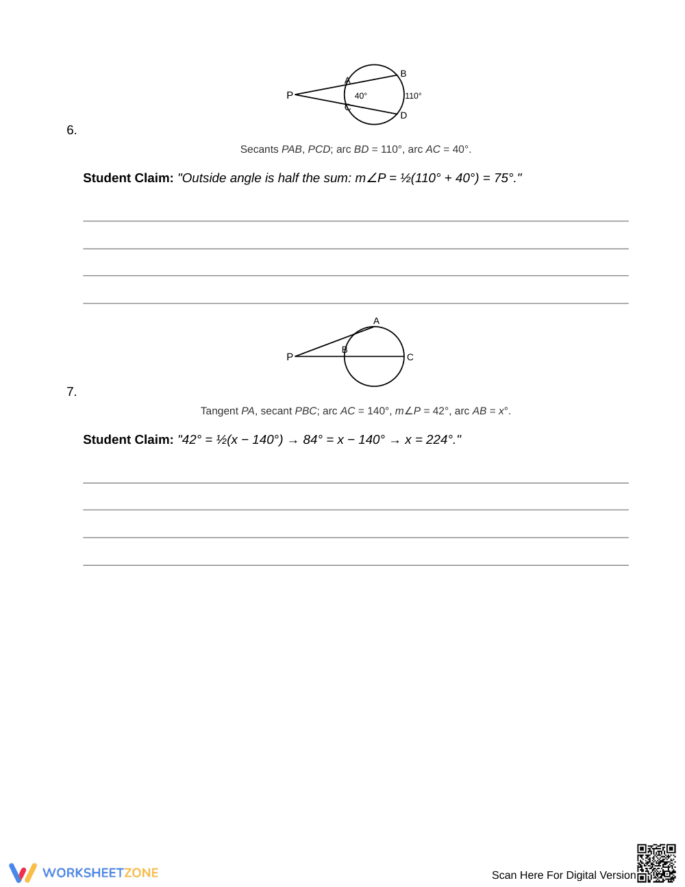 Proven Circle Theorem Errors Worksheet | Grade 10 Geometry - Page 4