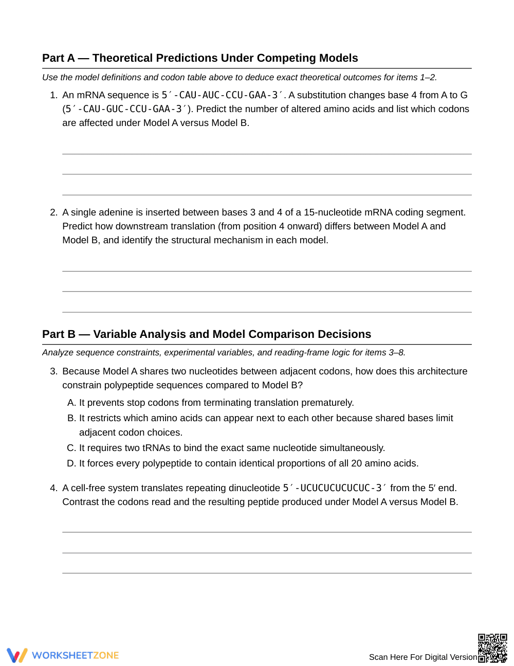 Essential Reading-Frame Models Worksheet | Grade 10 Biology - Page 2