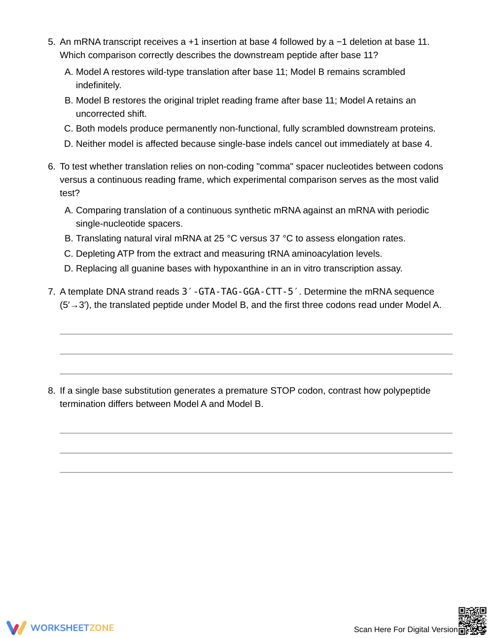 Essential Reading-Frame Models Worksheet | Grade 10 Biology - Page 3