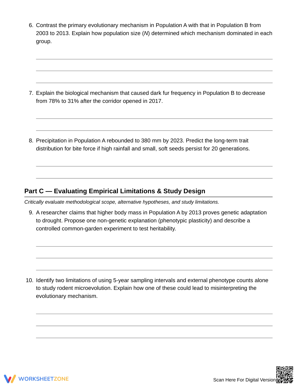 Complete Trait Time Series Worksheet | Grade 10 Biology - Page 5