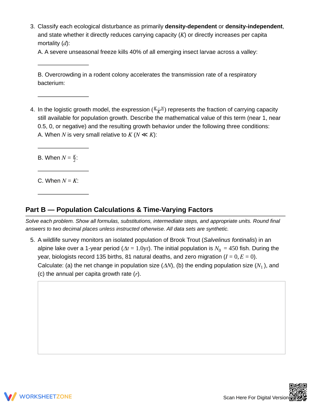 Complete Population Growth Worksheet | Grade 10 Biology - Page 2
