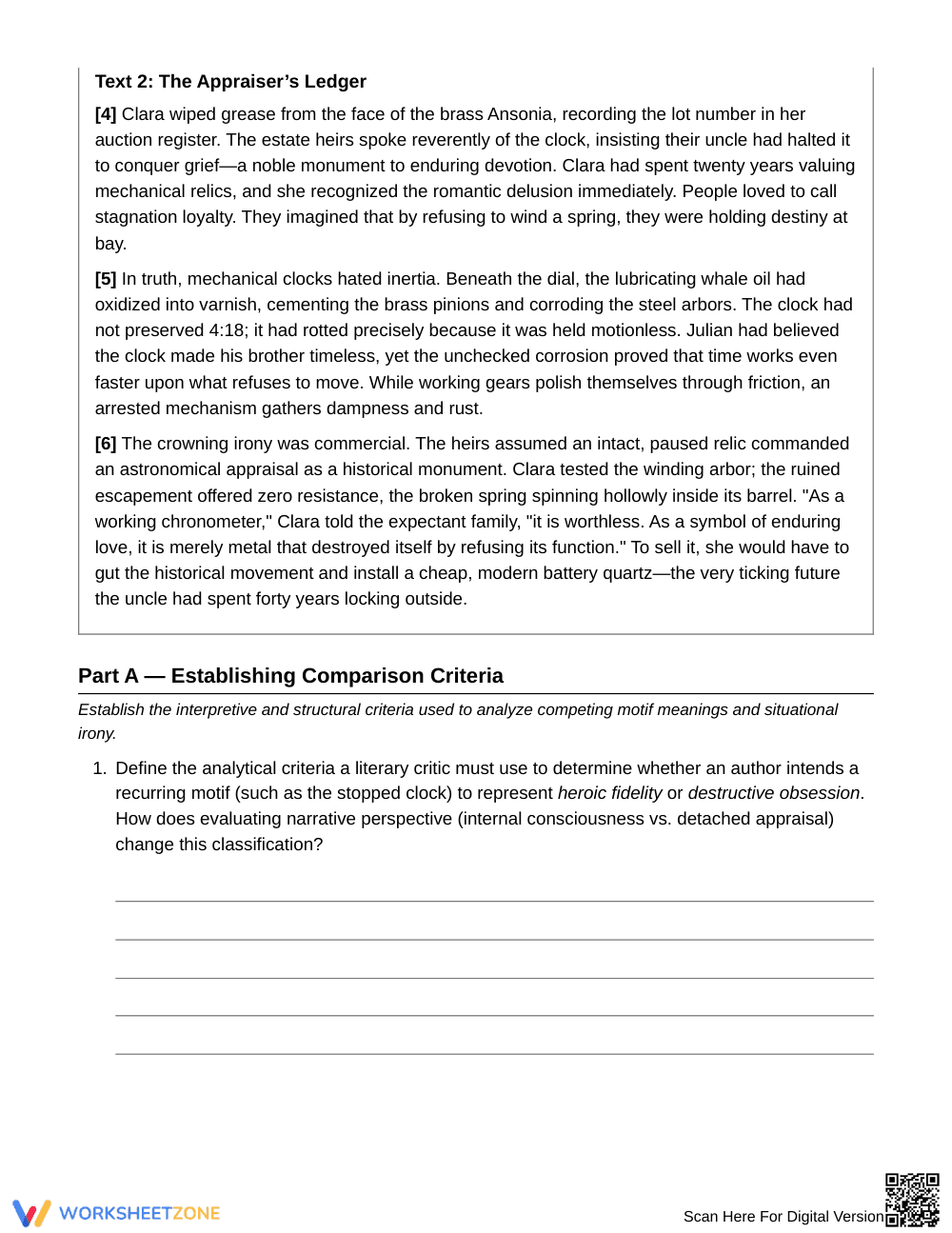Essential Opposing Motifs Worksheet | Grade 10 English II - Page 2