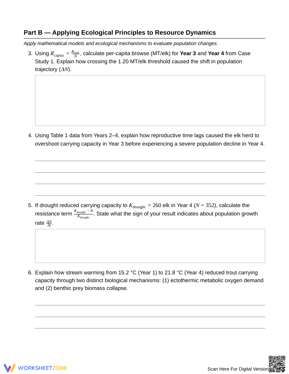 Complete Carrying Capacity Worksheet | Grade 10 Biology - Page 4