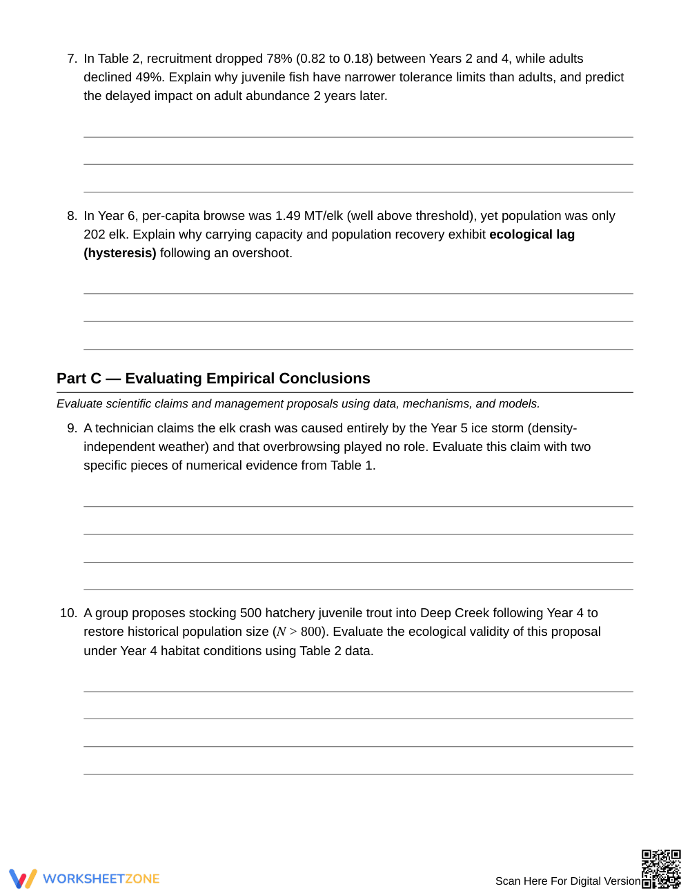 Complete Carrying Capacity Worksheet | Grade 10 Biology - Page 5