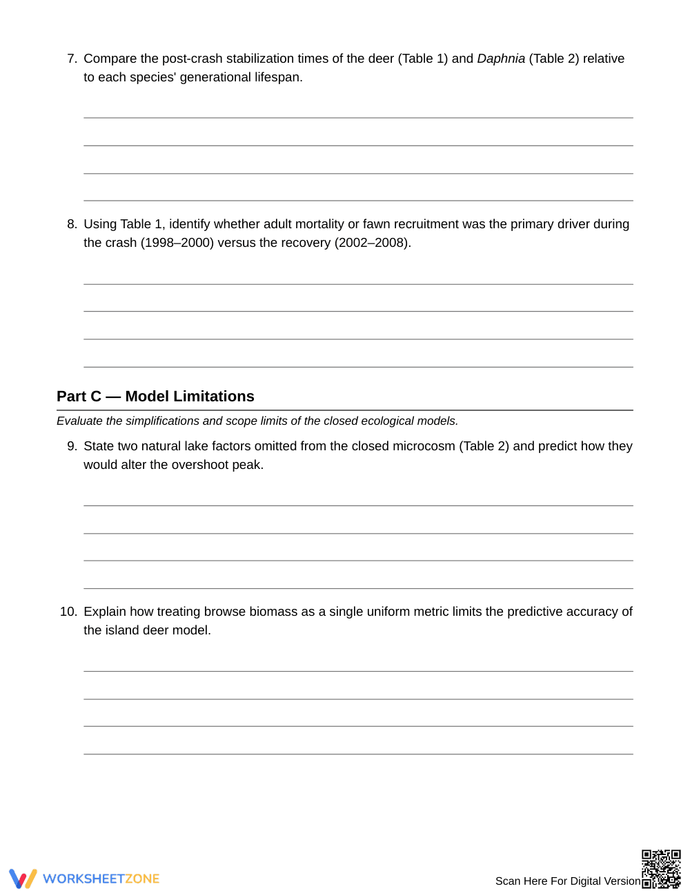 Complete Population Overshoot Worksheet | Grade 10 Biology - Page 5