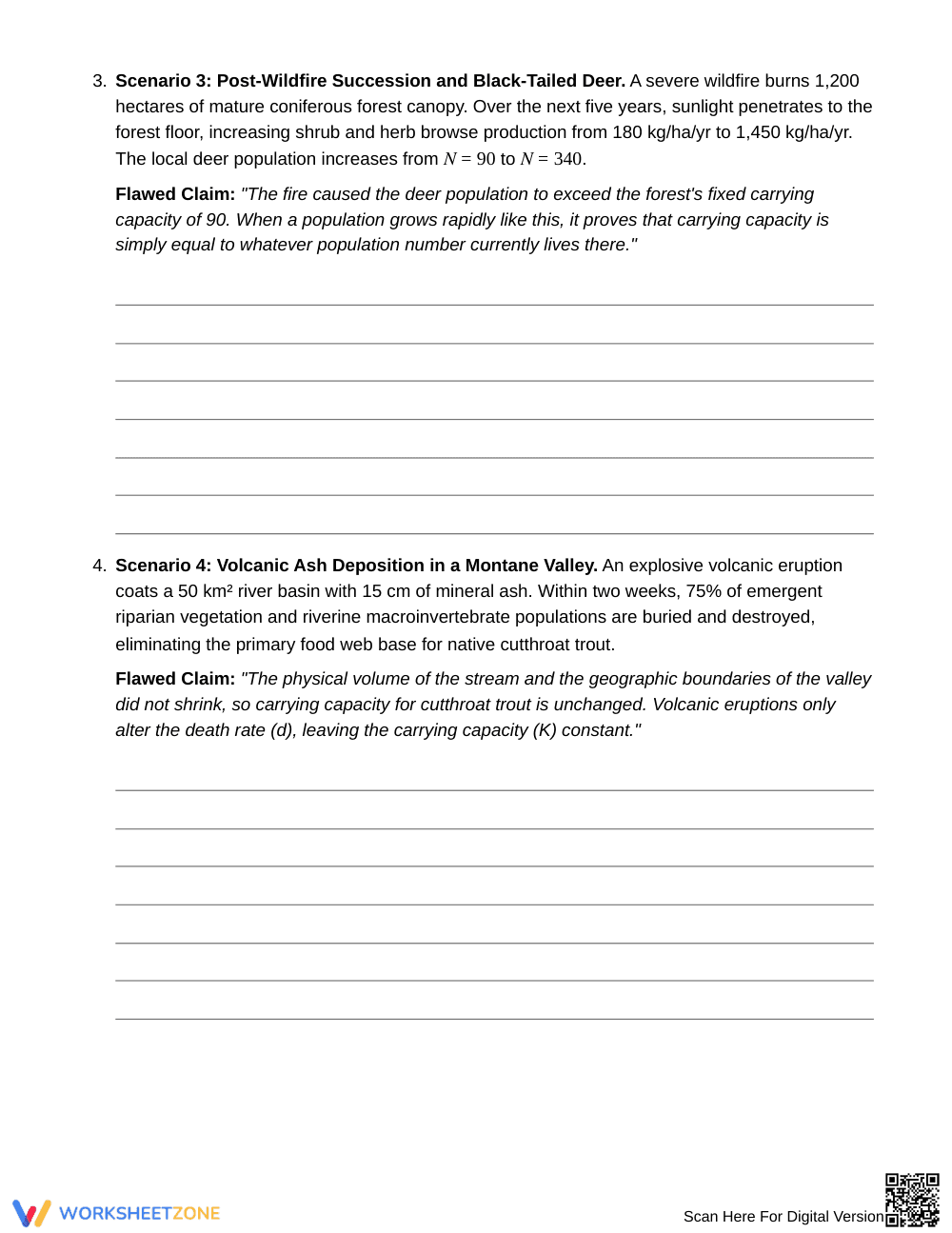 Essential Carrying Capacity Worksheet | Grade 10 Biology - Page 3