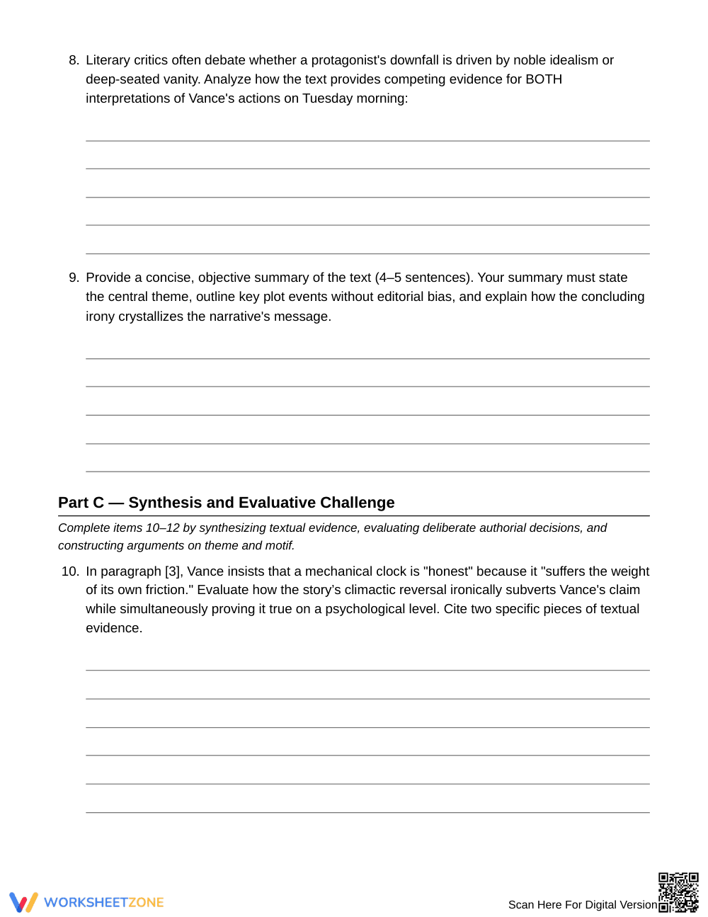 Complete Symbolism & Irony Worksheet | Grade 10 English II - Page 5