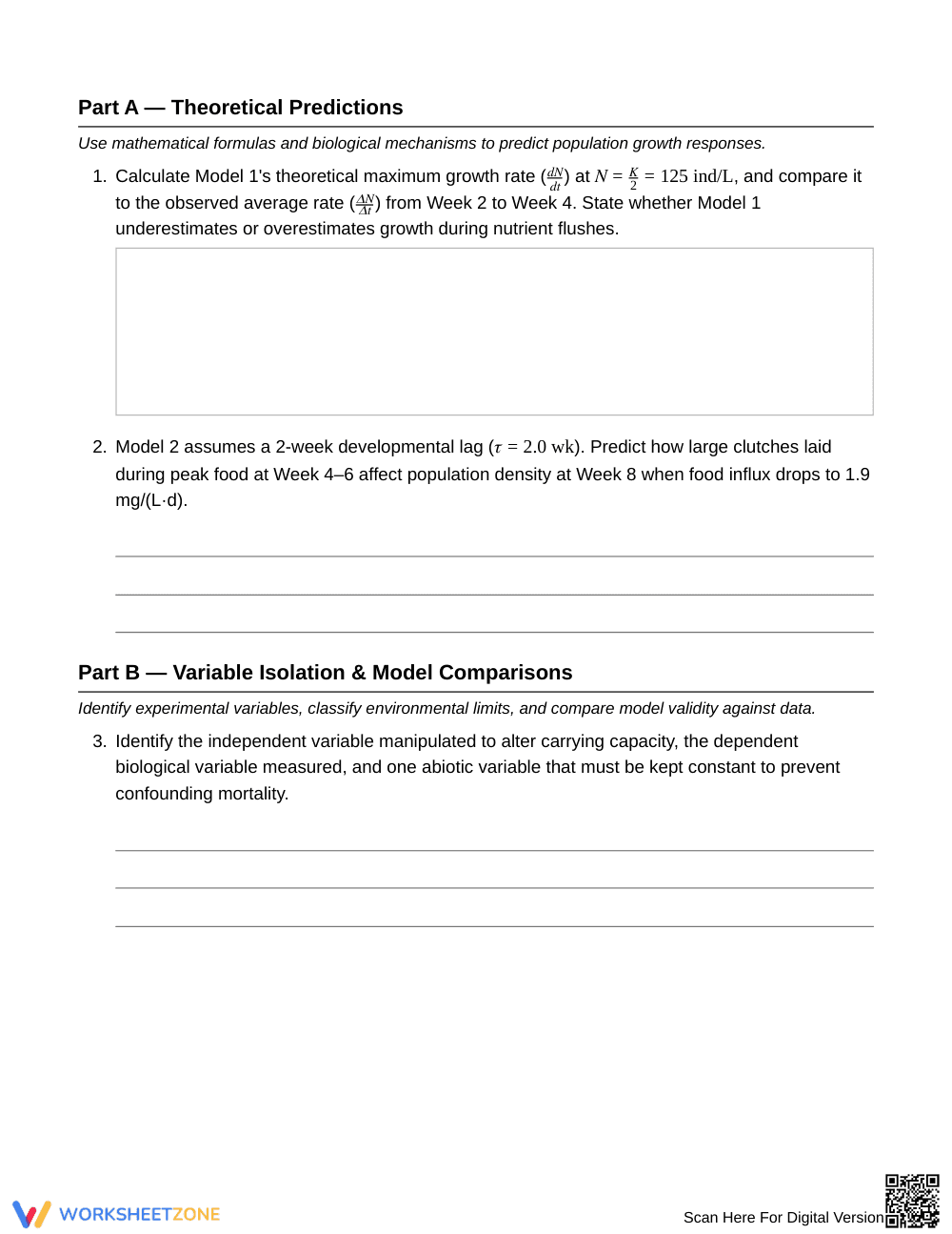 Essential Population Models Worksheet | Grade 10 Biology - Page 2