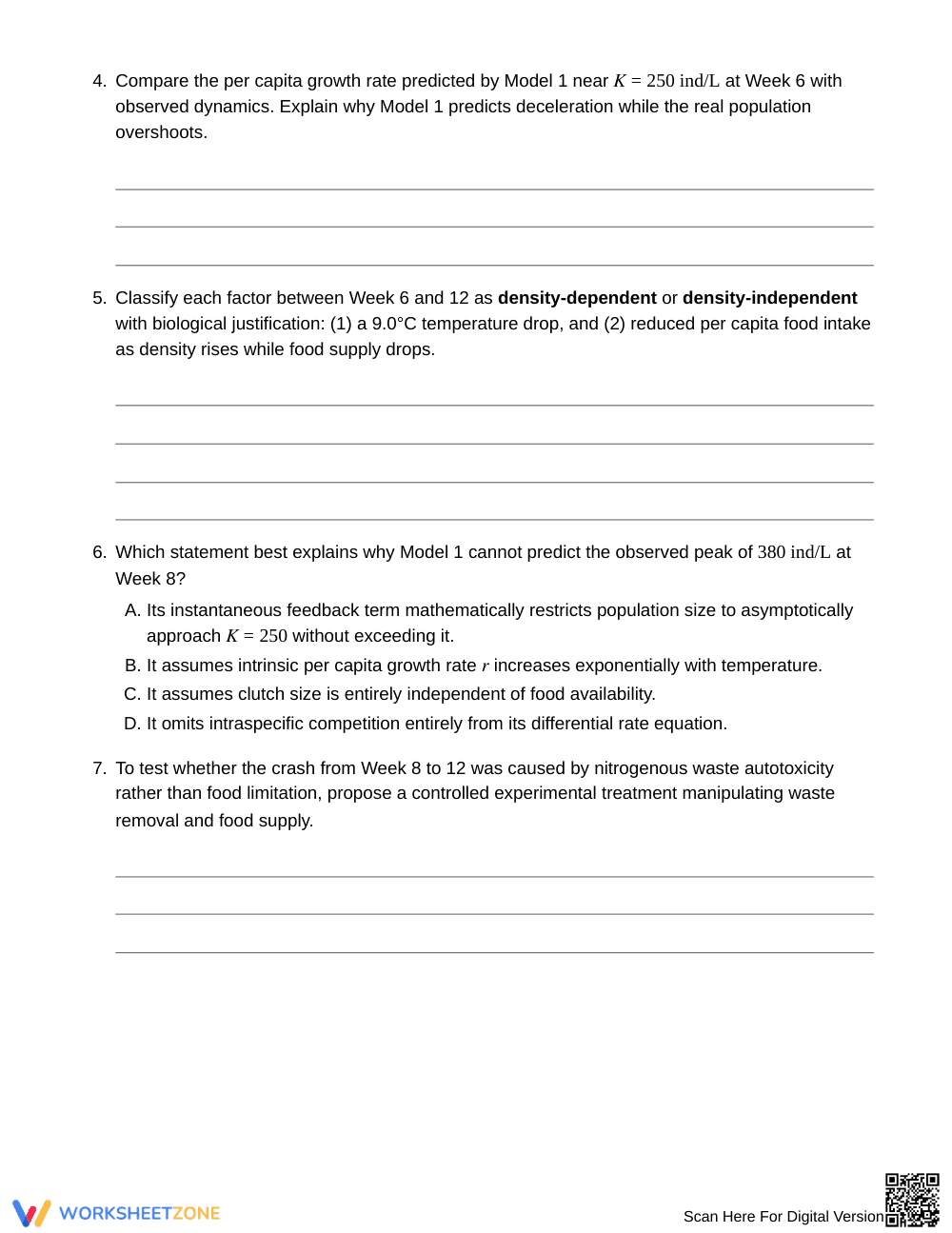 Essential Population Models Worksheet | Grade 10 Biology - Page 3