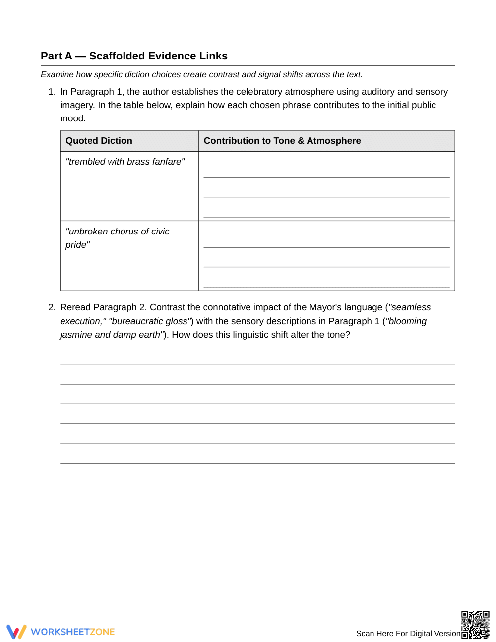 Essential Tone Shift Worksheet | Grade 10 English II - Page 3