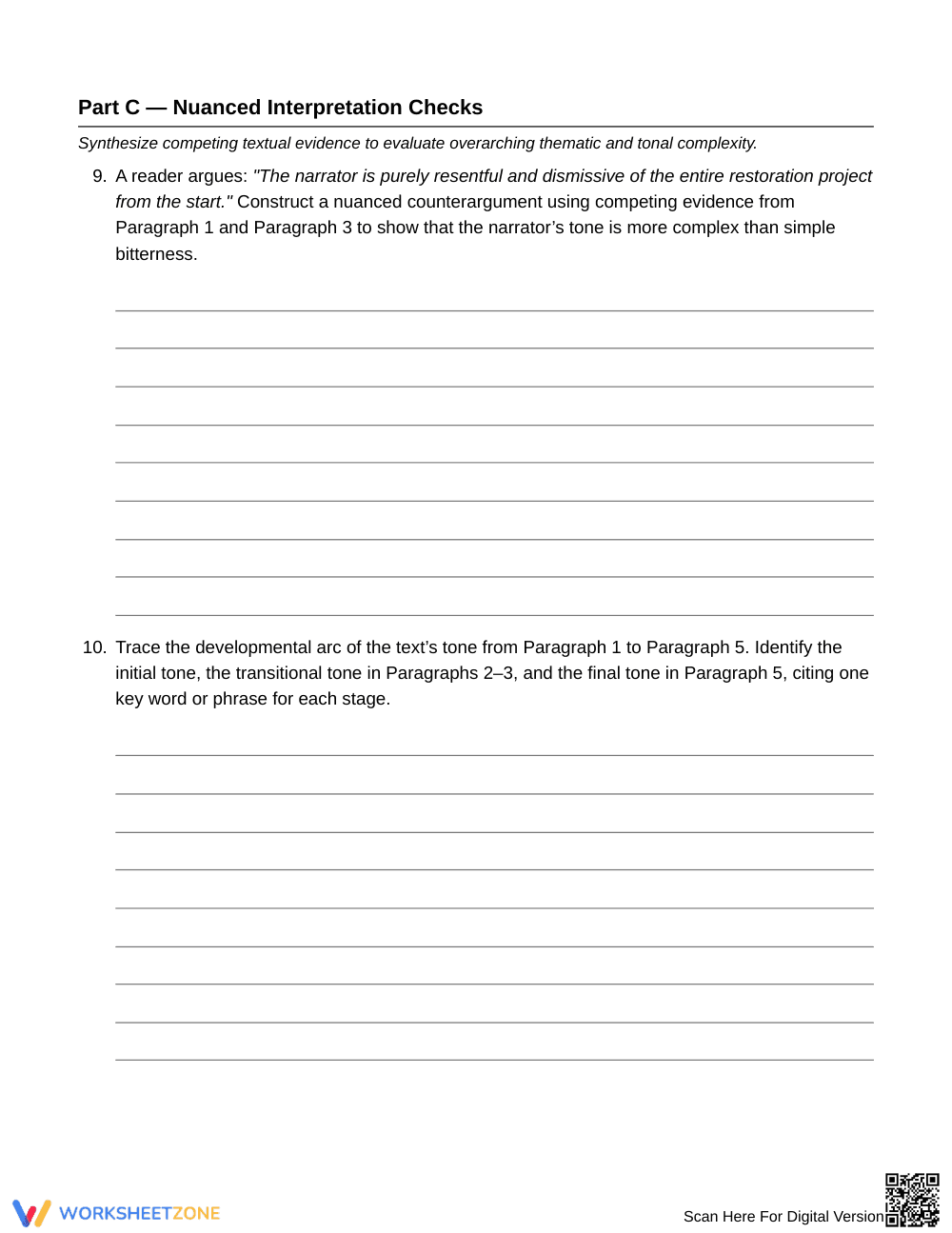 Essential Tone Shift Worksheet | Grade 10 English II - Page 6