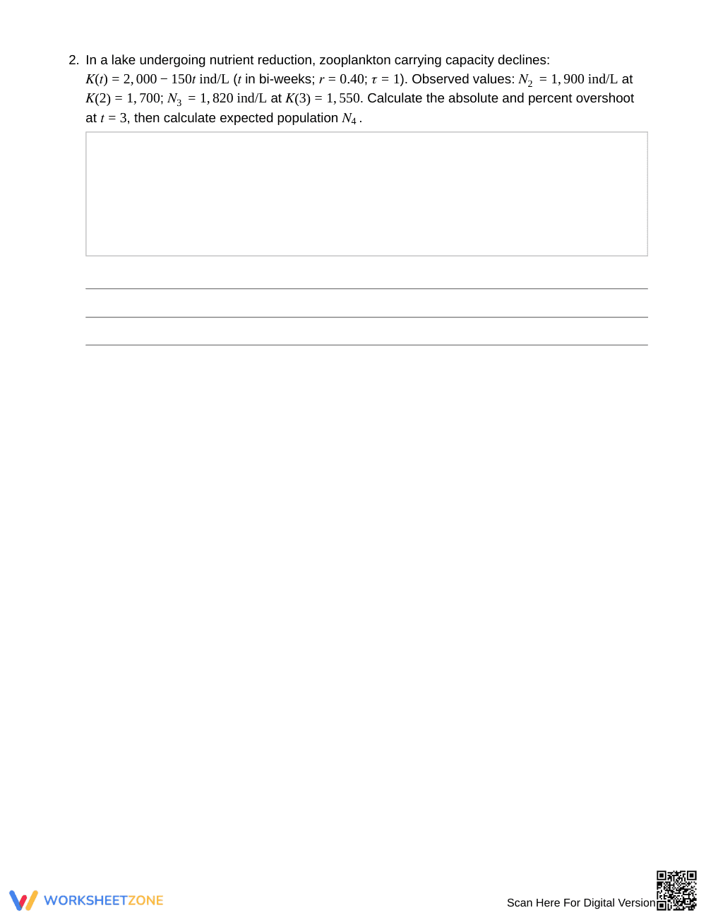 Essential Population Time Lags Worksheet | Grade 10 Biology - Page 2