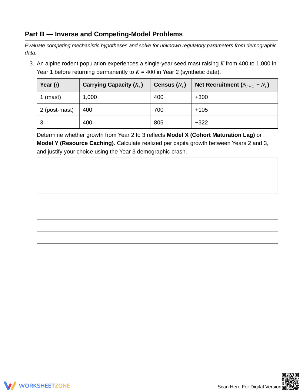 Essential Population Time Lags Worksheet | Grade 10 Biology - Page 3