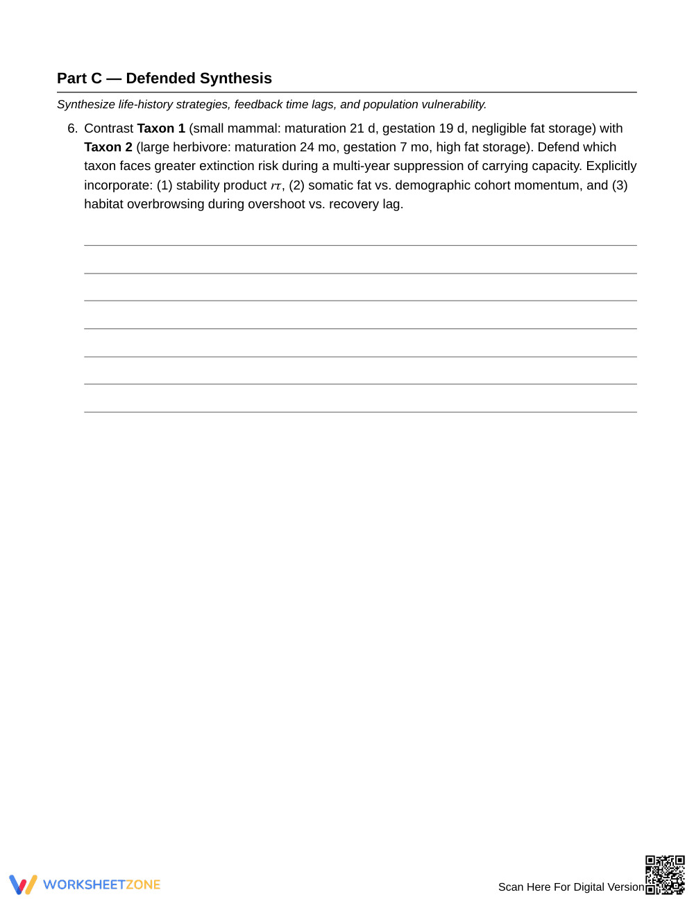 Essential Population Time Lags Worksheet | Grade 10 Biology - Page 5
