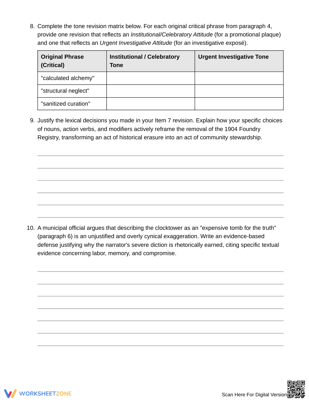 Proven Word Choice Revision Worksheet | Grade 10 English II - Page 6