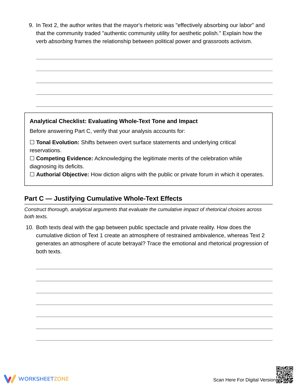 Complete Diction & Audience Worksheet | Grade 10 English II - Page 5