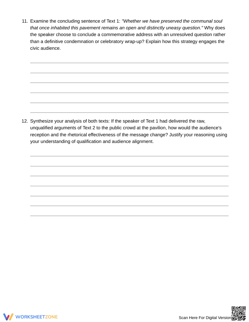 Complete Diction & Audience Worksheet | Grade 10 English II - Page 6