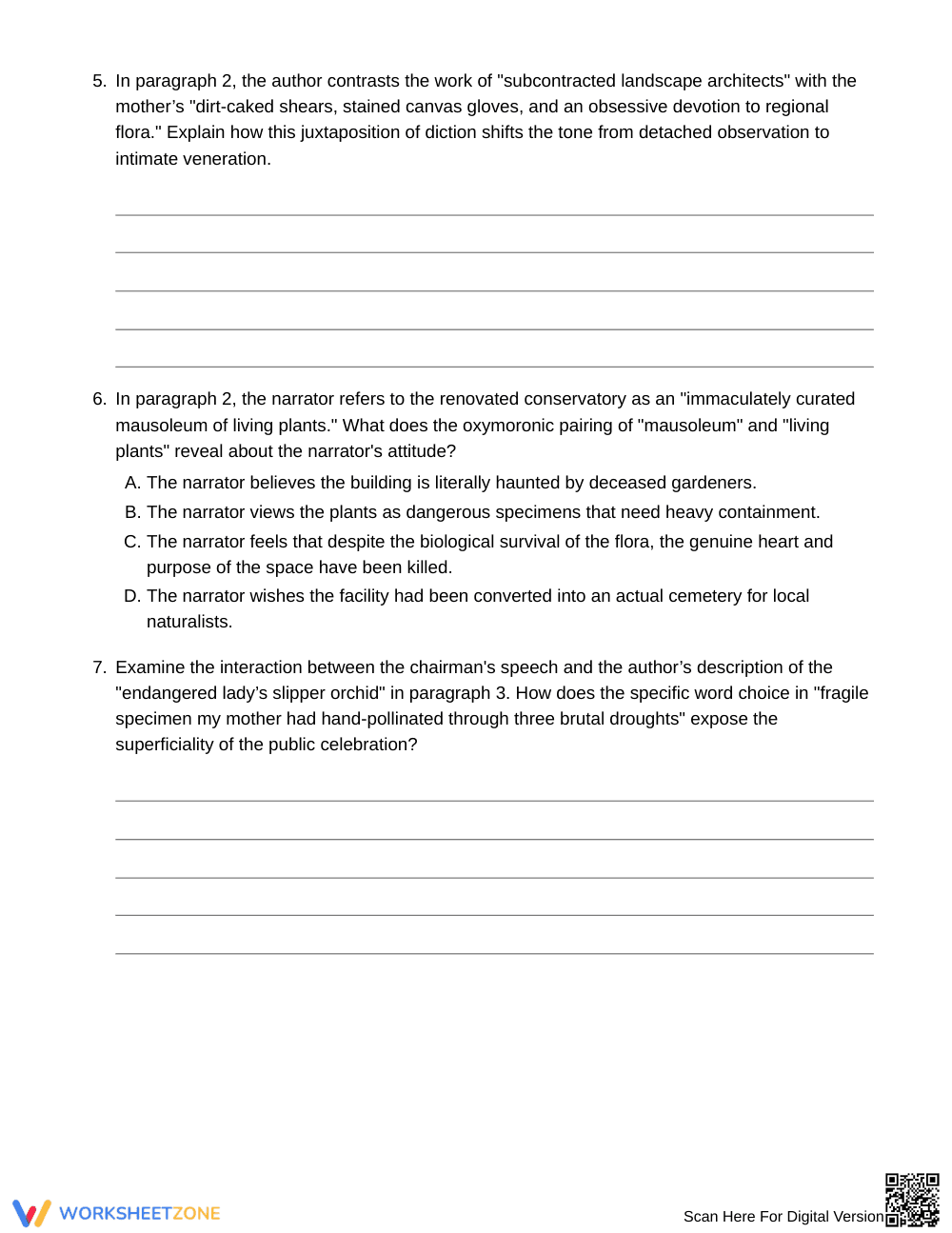 Essential Tone and Diction Worksheet | Grade 10 English II - Page 4