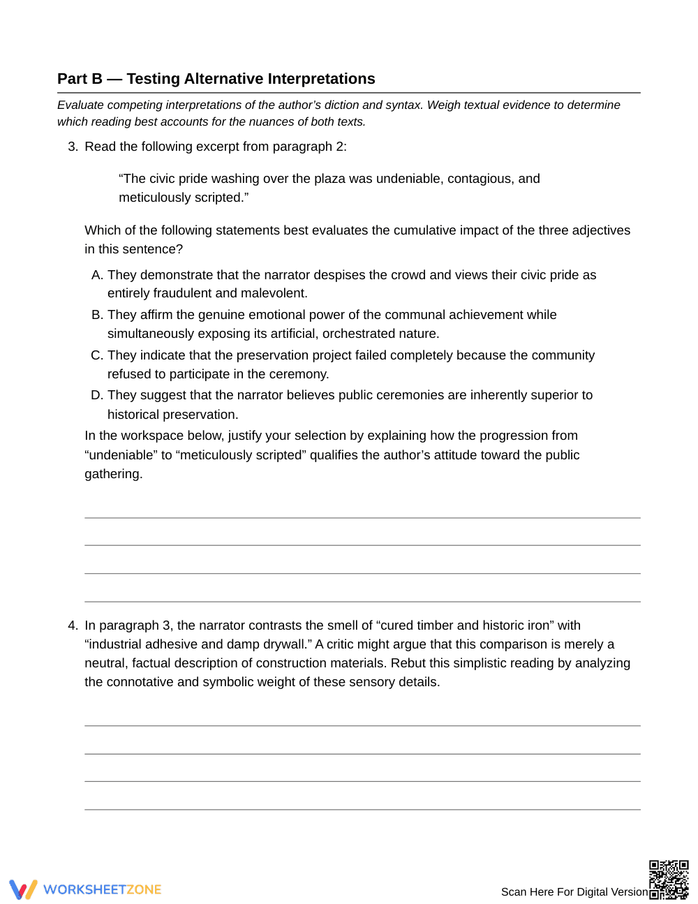 Complete Competing Attitudes Worksheet | Grade 10 English II - Page 4