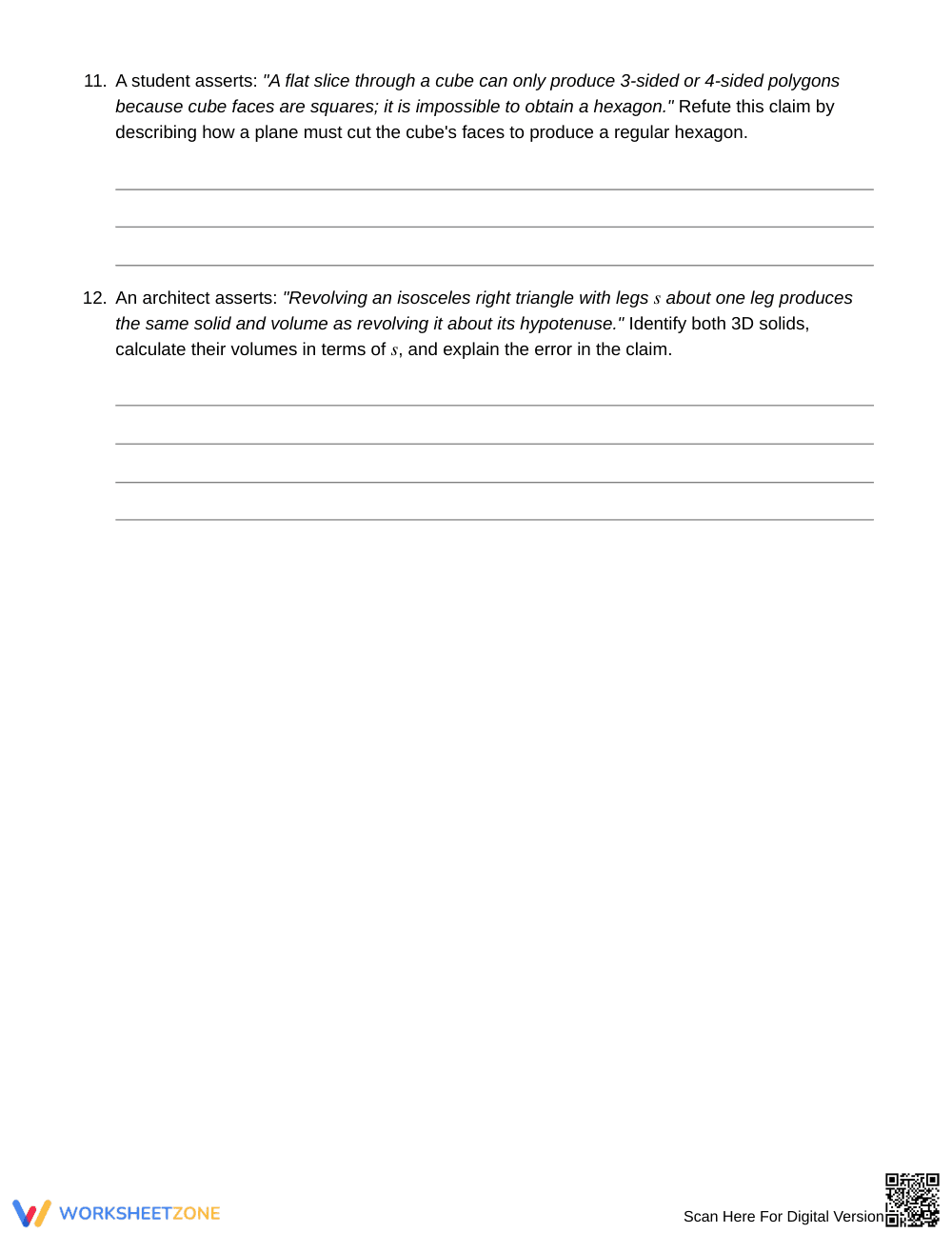 Complete 3D Cross-Sections Worksheet | Grade 10 Geometry - Page 5